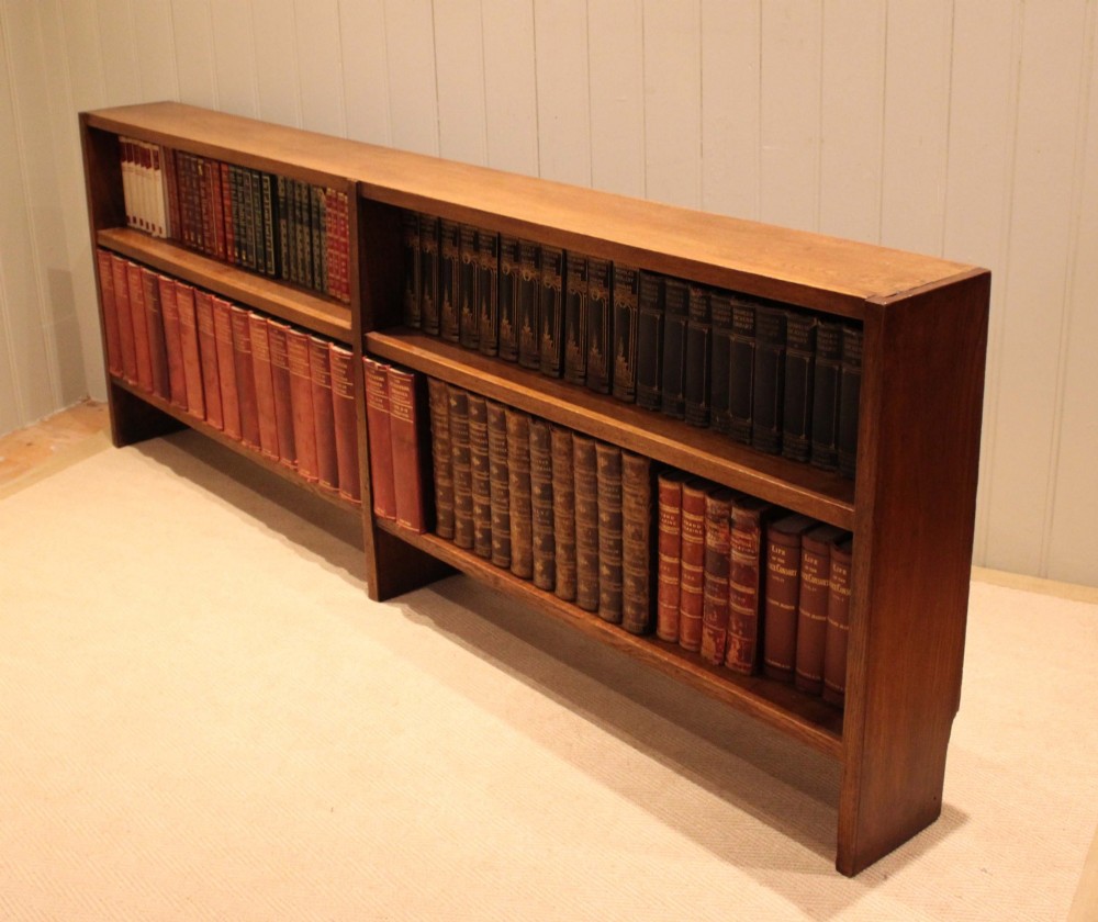 Long Slim Low Open Oak Bookcase View V