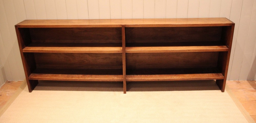Long Slim Low Open Oak Bookcase View VI