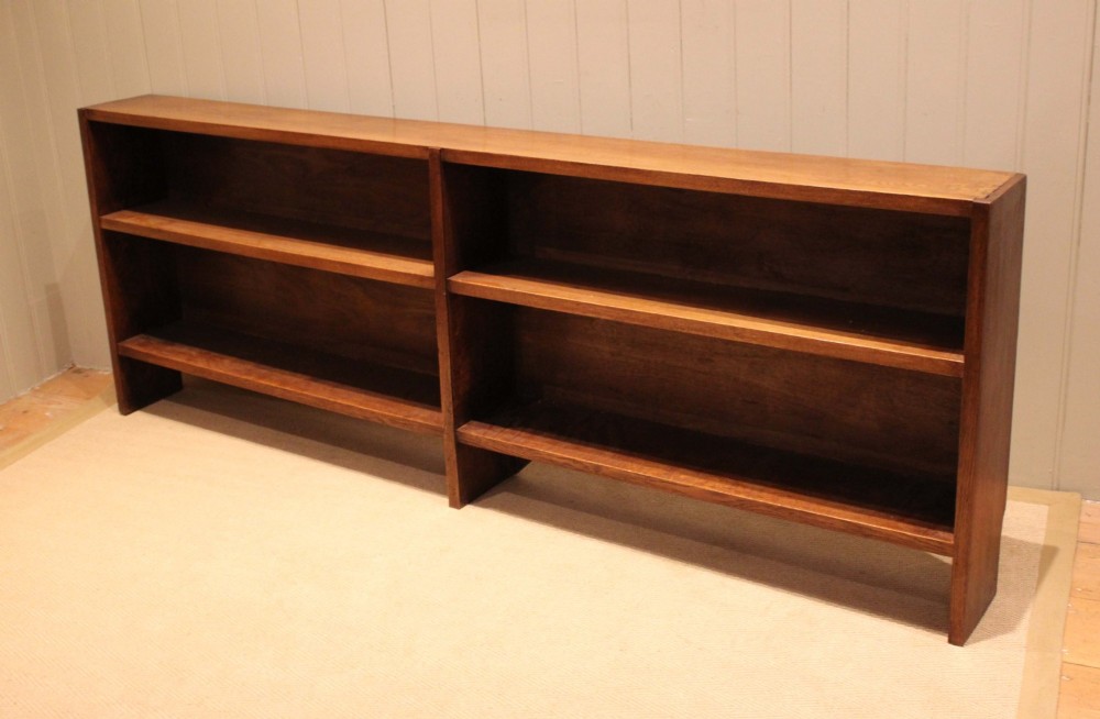 Long Slim Low Open Oak Bookcase View VIII