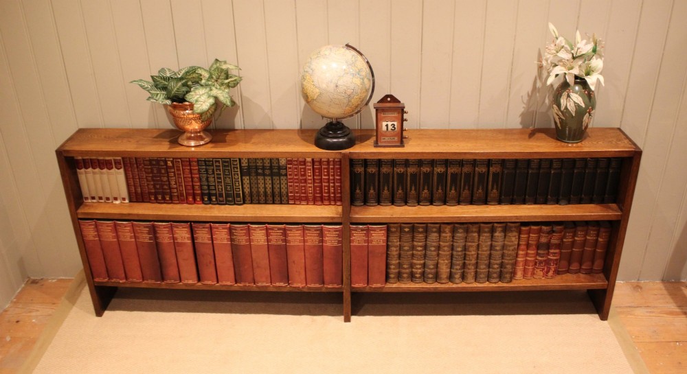 Long Slim Low Open Oak Bookcase View IX