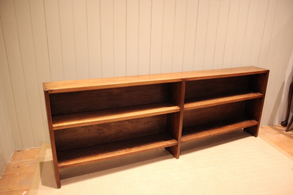 Long Slim Low Open Oak Bookcase View X