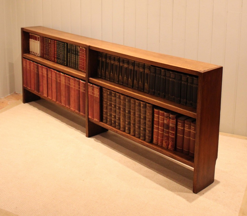 Long Slim Low Open Oak Bookcase View XI