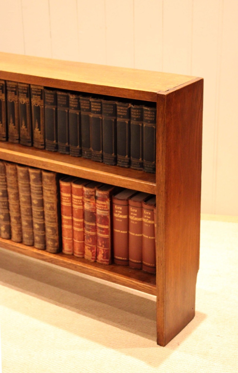 Long Slim Low Open Oak Bookcase View XIII