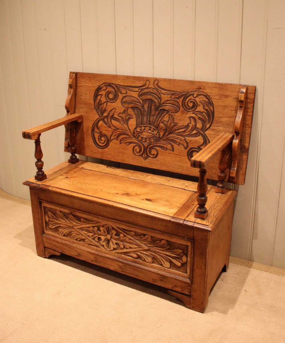 Golden Solid Oak Monks Bench