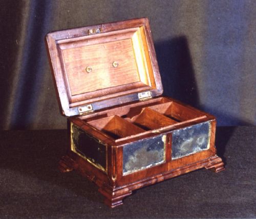 fig 2. Early 18th Century figured walnut and mirrored panel tea caddy
