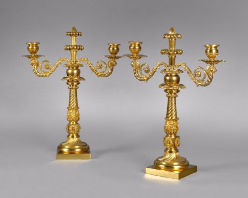 Pair of Regency Period Ormolu 2-Light Candelabra
