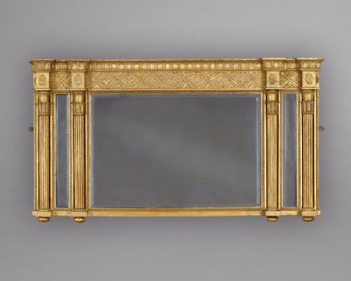 Regency Period Carved Gesso Gilt Overmantle Mirror