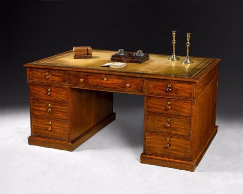George IV Period Mahogany Partners Pedestal Desk