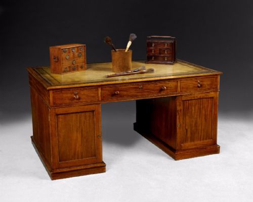 fig 1. George IV Period Mahogany Partners Pedestal Desk