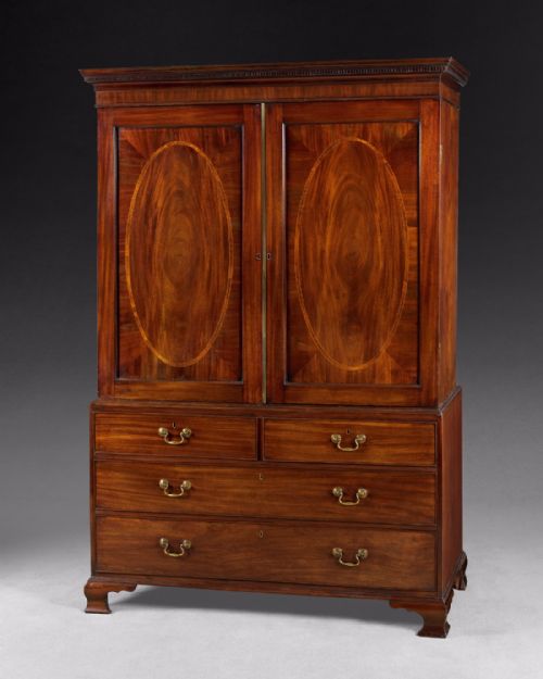 George III Period Mahogany and Inlaid Gentleman’s Press