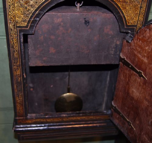 fig 1. George III period Black Lacquer Tavern Clock by Henry Overall, Ramsey.