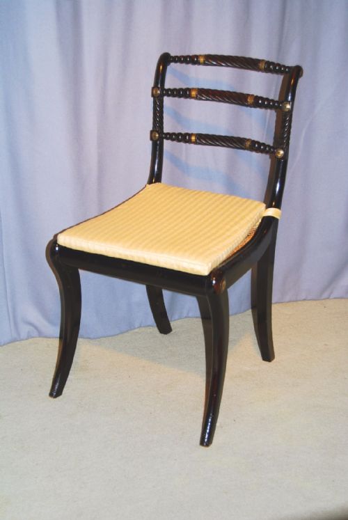Regency Period Ebonised “Trafalgar” Chair, Triple Rope-back