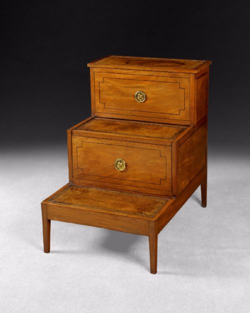 A Set of George III Mahogany and Line Inlaid Chamber Steps