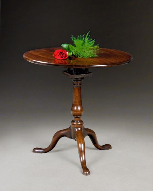 Mid 18th Century Mahogany Tilt Top Circular Tea Table