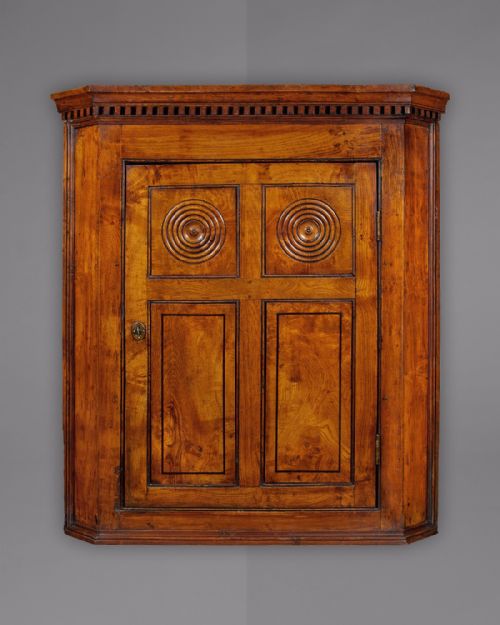 George III Period Ash Hanging Corner Cupboard