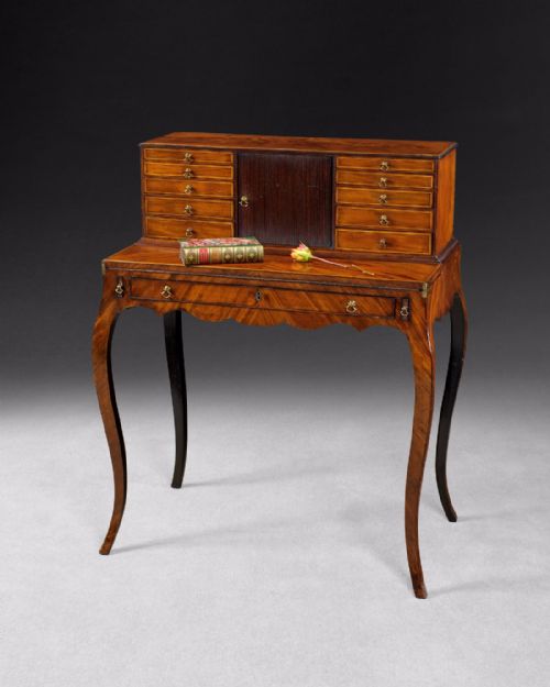 George III Period Mahogany and Inlaid Bonheur Du Jour