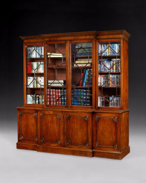 George III Mahogany Library Breakfront Bookcase