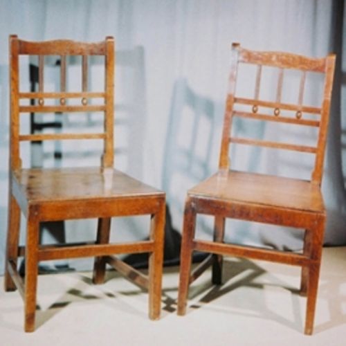 Pair of Early 19th. Century Bar-back Dining Chairs in Oak and Ash