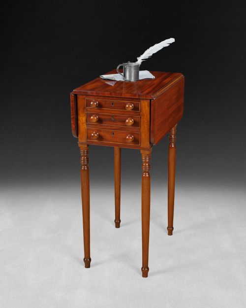 Regency Mahogany Drop Leaf Three Drawer Pembroke Work Table