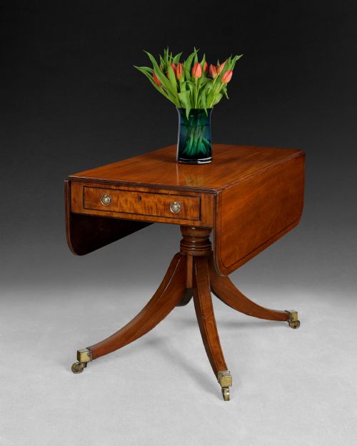 Regency Period Mahogany and Ebony Line Inlaid Pembroke Table