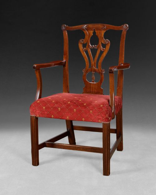 Chippendale Period Mahogany Elbow Chair