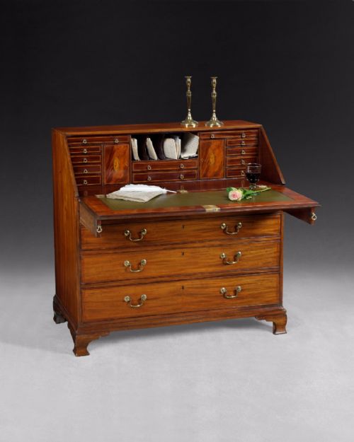 George III Mahogany and Inlaid Bureau
