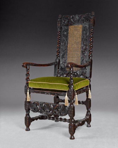 Charles II Carved Walnut Armchair
