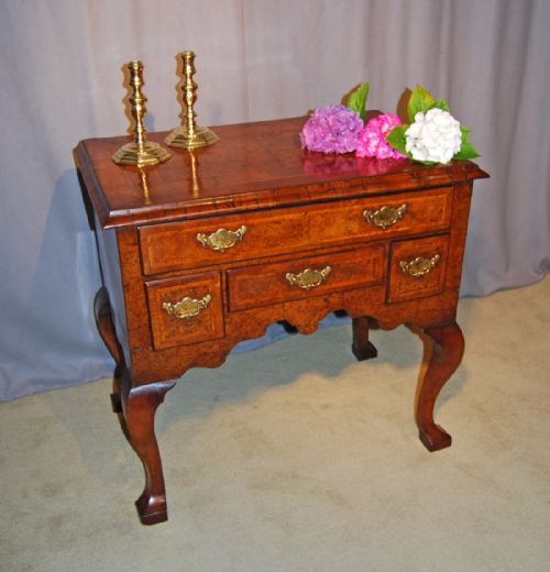 George 1st  Period Burr Elm, Ash and Walnut Lowboy