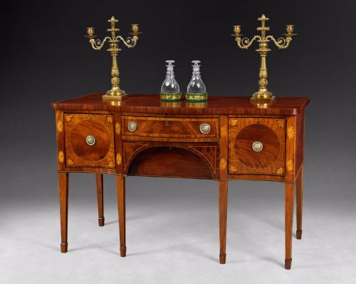 George III Inlaid Mahogany Serpentine Fronted Small Sideboard