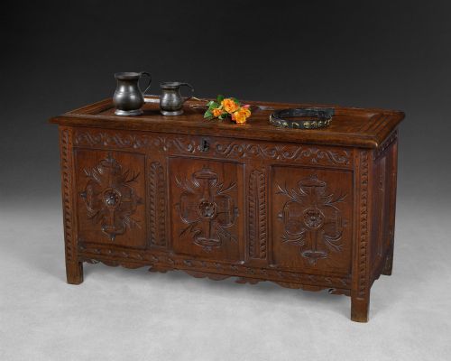 Late 17th Century Carved Oak Coffer