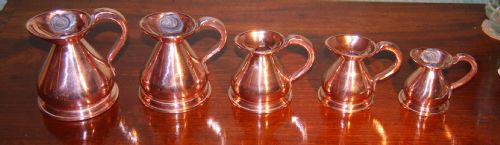 Set of Five Small Copper Measures