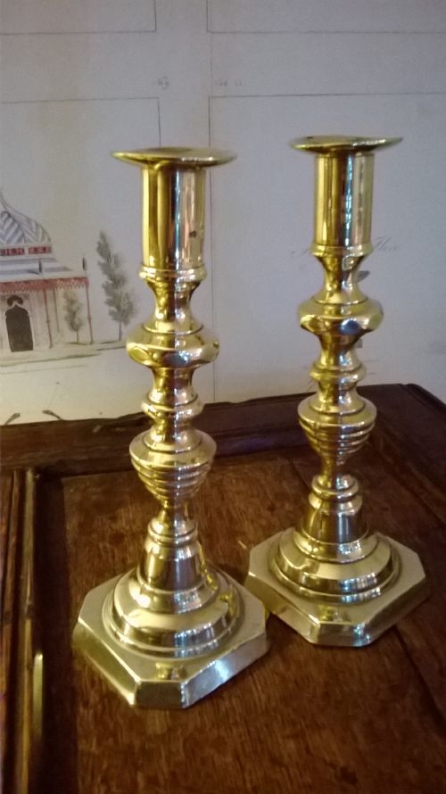 Pair of Small Victorian Brass Candlesticks.