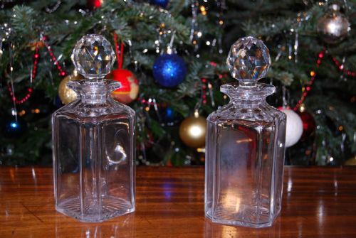 Pair of Mid 19th. Century Cut Glass Decanters