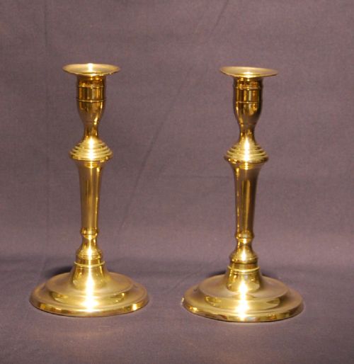 Pair of George III Period Brass Candlesticks