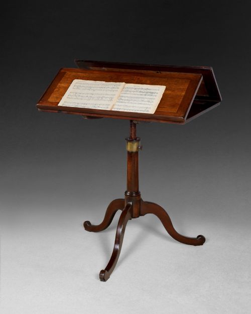 George III Period Oak and Mahogany Duet Stand