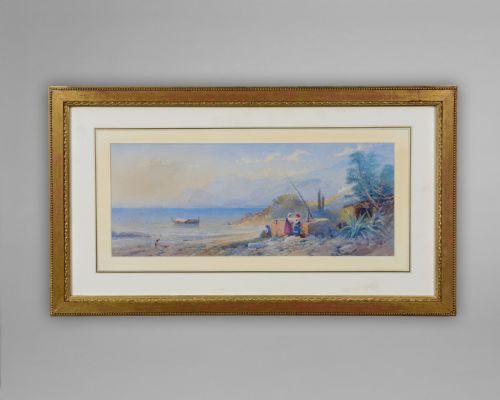"Italian Coastal Scene" by Thomas Charles Leeson Rowbotham, Watercolour