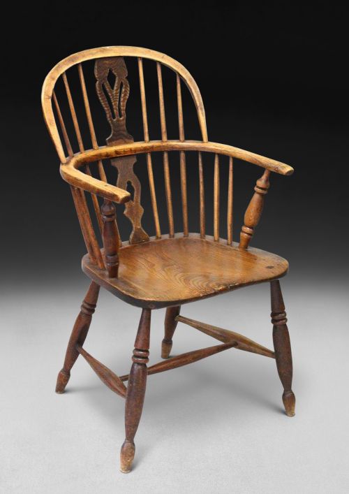 Late 18th Century Elm, Oak and Ash Low Back Windsor Armchair