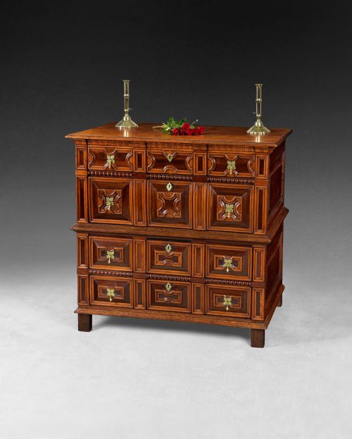 Charles II Period 2-Part Oak Chest of Drawers