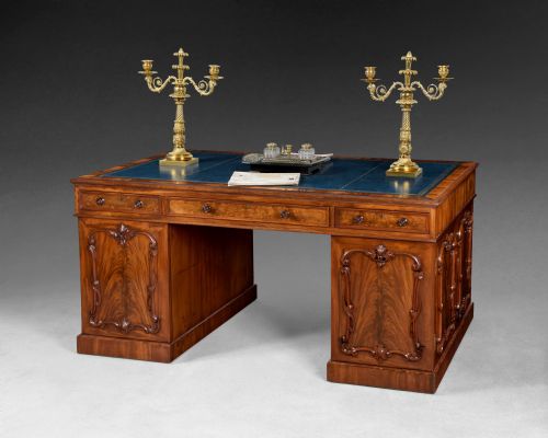 19th Century Mahogany Partners’ Pedestal Desk