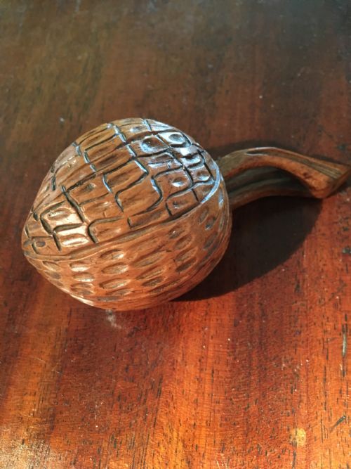 Small Walnut Inkwell Carved in the Shape of a Walnut