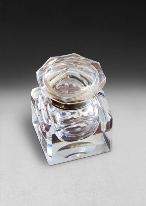 Late 19th Century Large, Square Glass Inkwell