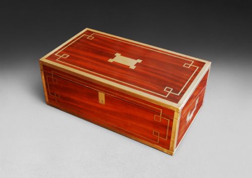 Regency Period Mahogany and Brass Bound Campaign Writing Box