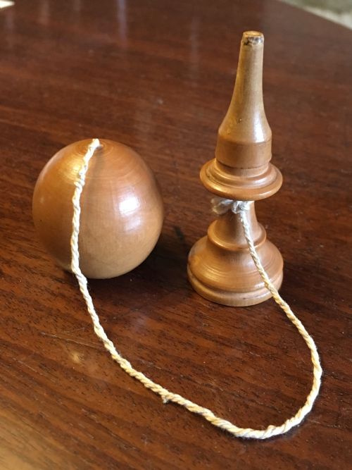 An Early Nineteenth Century Treen Boxwood Mini Bilboquet, Childs Toy