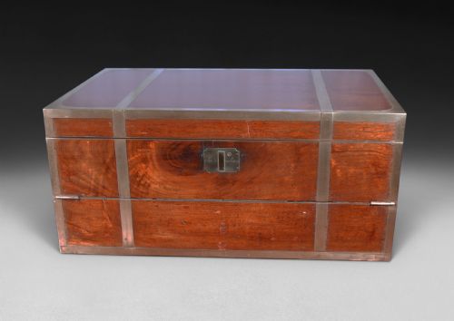 C.19th Teak and Brass Bound Campaign Writing Slope