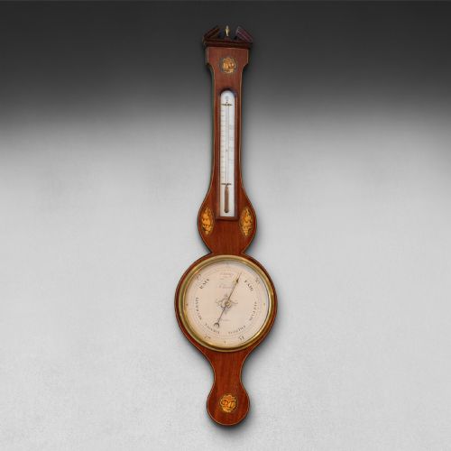 Geo III Mahogany Wheel Barometer - A.rivolta, Chester