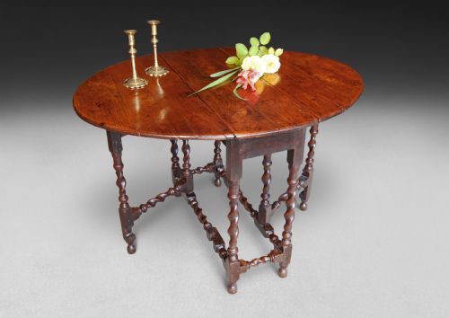 fig 1. Charles II period solid Walnut Gateleg Table