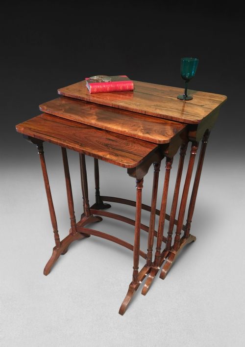 Early Regency Period Nest of 3 Rosewood Tables