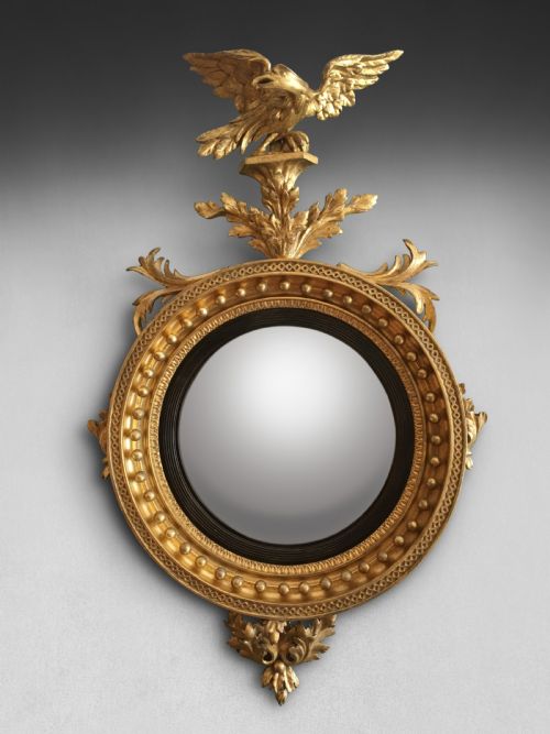 Regency Convex Gilt Mirror Surmounted by an Eagle