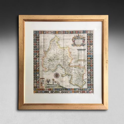 Hand Coloured Engraved Map of Oxfordshire by Robert Plot