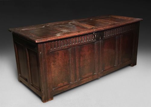 Mid 17th Century Oak Four Panel Coffer